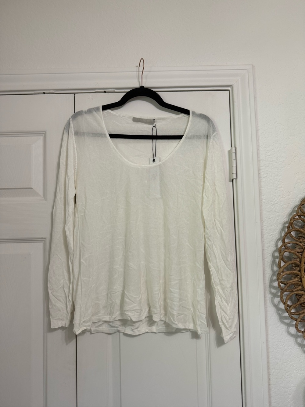 One Grey Day x Revolve Sheer White Scoop Neck Long-Sleeve Top